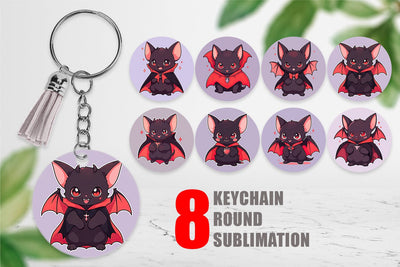Keychain Cute Bat Halloween Sublimation artnoy 