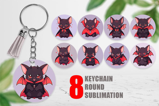 Keychain Cute Bat Halloween Sublimation artnoy 