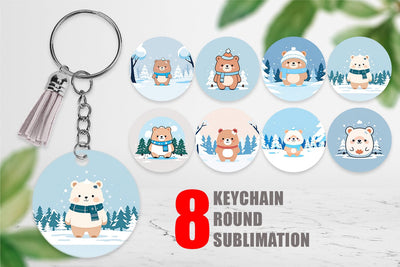 Keychain Cute Bear Winter Sublimation artnoy 