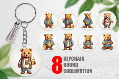 Keychain Cute Bear with Glass Sublimation artnoy 