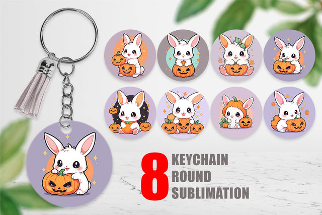 Keychain Cute Bunny Halloween Sublimation artnoy 