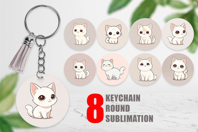 Keychain Cute Cartoon Cat Sublimation artnoy 