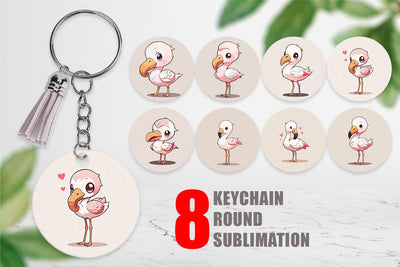 Keychain Cute Cartoon Flamingo Sublimation artnoy 