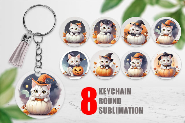 Keychain Cute Cat Halloween Sublimation artnoy 