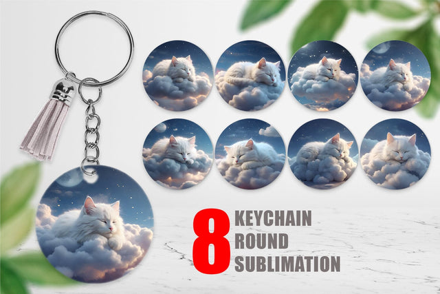 Keychain Cute Cat Sleeping Sublimation artnoy 