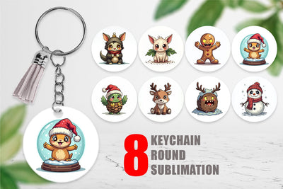 Keychain Cute Christmas Characters Sublimation artnoy 