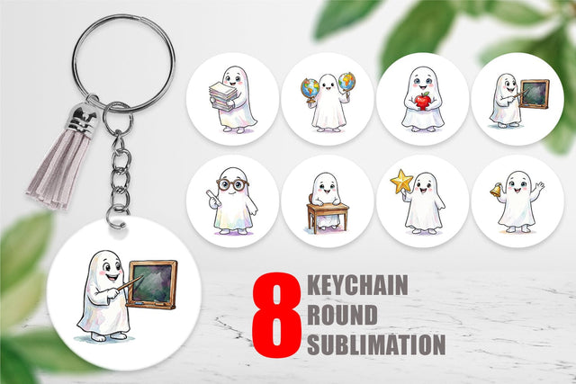 Keychain Cute Classroom Teacher Ghost Sublimation artnoy 