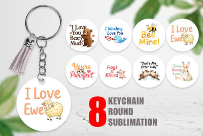 Keychain Cute Critter Valentine's Quotes Sublimation artnoy 