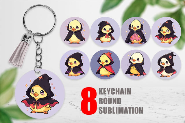 Keychain Cute Duck Halloween Sublimation artnoy 