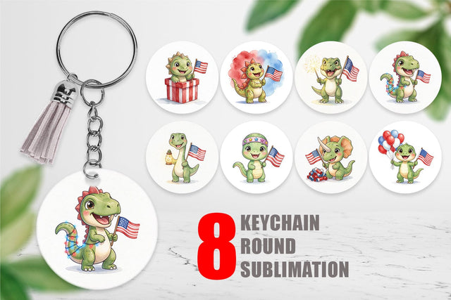 Keychain Cute Firework Sparkler Dino Watercolor Sublimation artnoy 