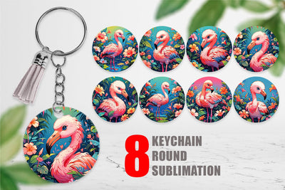 Keychain Cute Flamingo Sublimation artnoy 