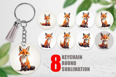 Keychain Cute Fox Sublimation artnoy 