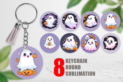 Keychain Cute Ghost Illustration Sublimation artnoy 