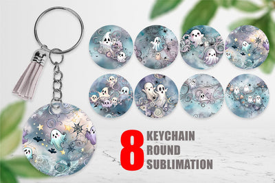 Keychain Cute Ghost Pattern Sublimation artnoy 