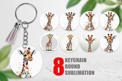 Keychain Cute Giraffe Sublimation artnoy 
