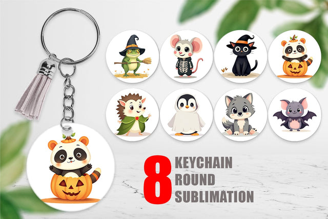 Keychain Cute Halloween Animals Sublimation artnoy 