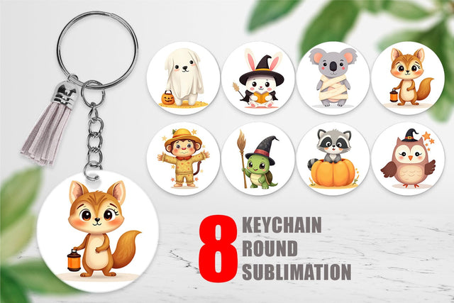 Keychain Cute Halloween Animals Sublimation artnoy 