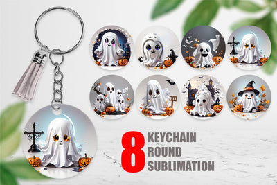 Keychain Cute Halloween Ghost Sublimation artnoy 