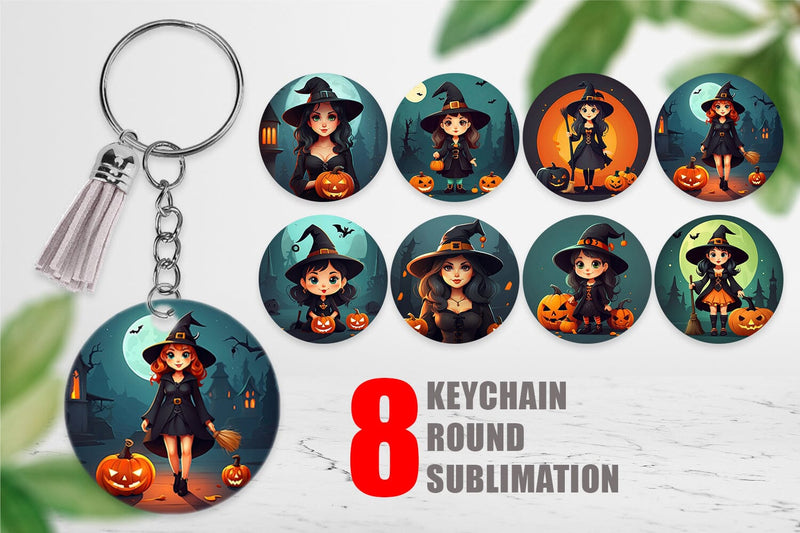 Keychain Cute Halloween Witch Sublimation artnoy 