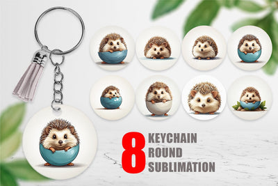 Keychain Cute Hedgehog Sublimation artnoy 