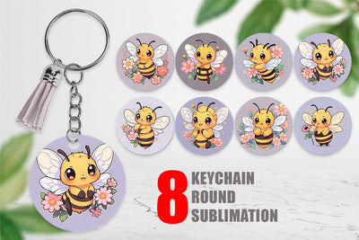 Keychain Cute Honey Bee Sublimation artnoy 