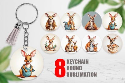 Keychain Cute Kangaroo Sublimation artnoy 
