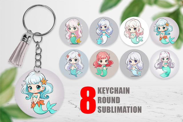 Keychain Cute Little Mermaid Sublimation artnoy 