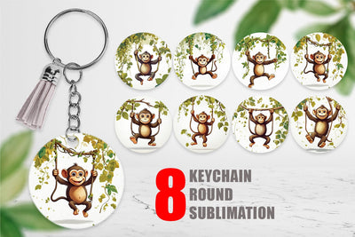 Keychain Cute Monkey Sublimation artnoy 