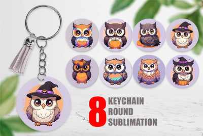 Keychain Cute Owl Illustration Sublimation artnoy 