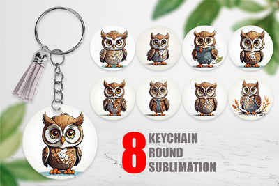 Keychain Cute Owl Sublimation artnoy 
