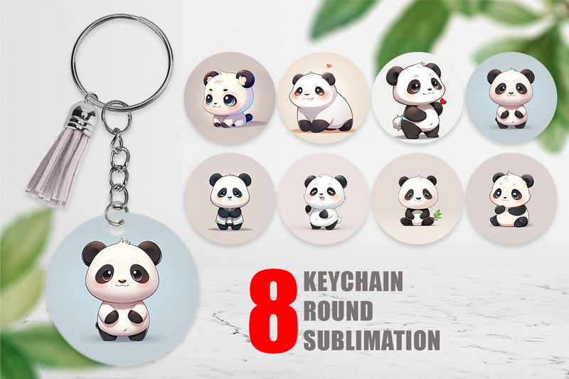 Keychain Cute Panda Sublimation artnoy 