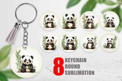 Keychain Cute Panda Sublimation artnoy 