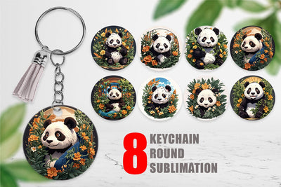 Keychain Cute Panda Sublimation artnoy 