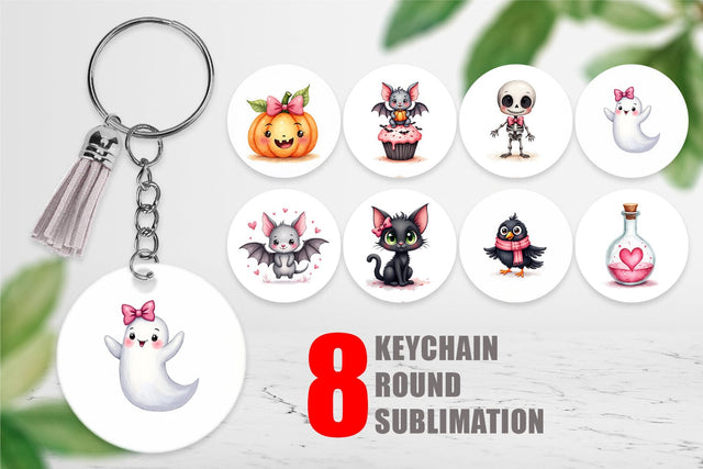 Keychain Cute Pink Halloween Sublimation artnoy 