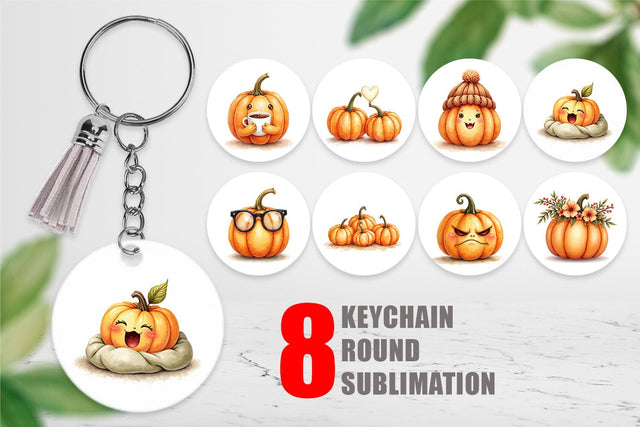 Keychain Cute Pumpkin Faces Sublimation artnoy 