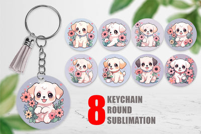 Keychain Cute Puppy Illustration Sublimation artnoy 