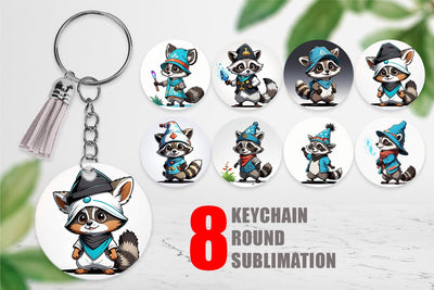 Keychain Cute Raccoon Sublimation artnoy 