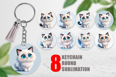 Keychain Cute Ragdoll Cat Sublimation artnoy 