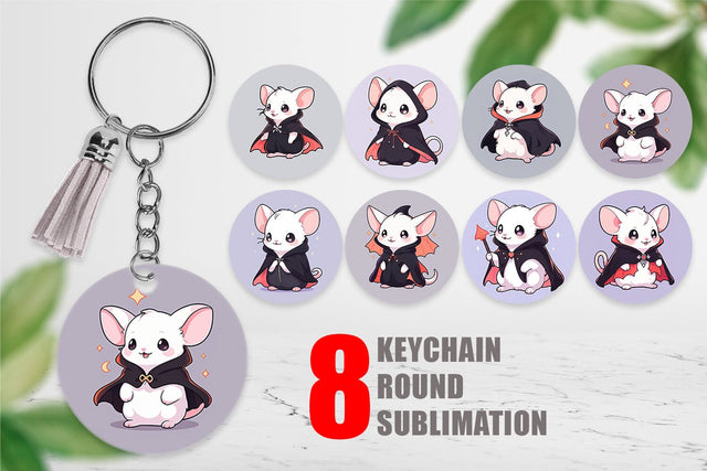 Keychain Cute Rat Halloween Sublimation artnoy 