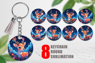 Keychain Cute Reindeer Sublimation artnoy 