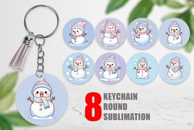 Keychain Cute Snowman Illustration Sublimation artnoy 