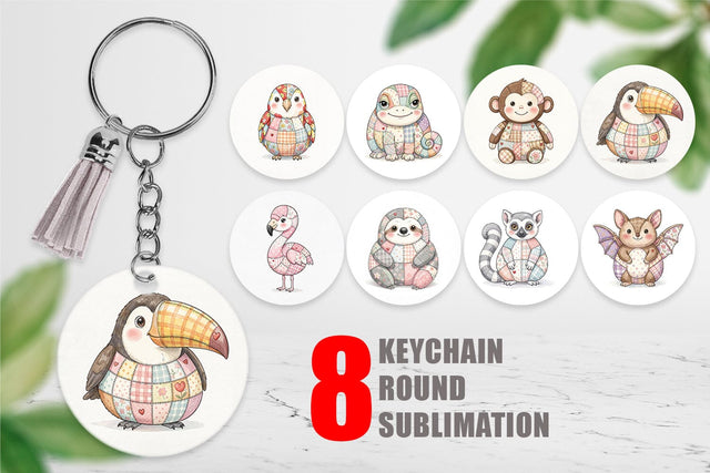 Keychain Cute Tropical Patchwork Sublimation artnoy 