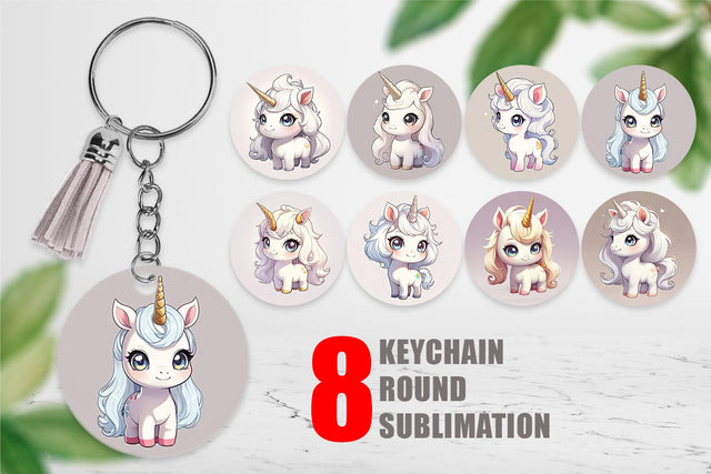 Keychain Cute Unicorn Sublimation artnoy 