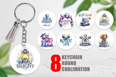 Keychain Cute Vintage Robot Quotes Sublimation artnoy 
