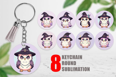 Keychain Cute Witchy Owl Halloween Sublimation artnoy 
