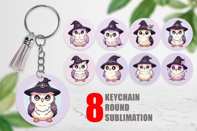 Keychain Cute Witchy Owl Halloween Sublimation artnoy 