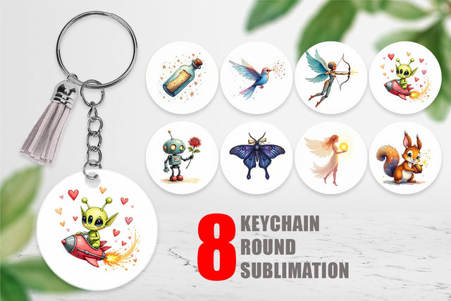 Keychain Cybernetic Cupids Cosmic Messengers Sublimation artnoy 