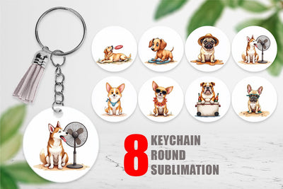 Keychain Cynical Canines Hot Summer Watercolor Pack Sublimation artnoy 
