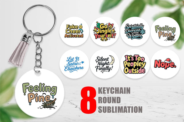 Keychain Cynical Christmas Phrases Sublimation artnoy 