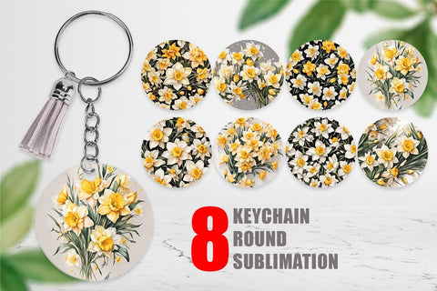 Keychain Daffodil Pattern Sublimation artnoy 